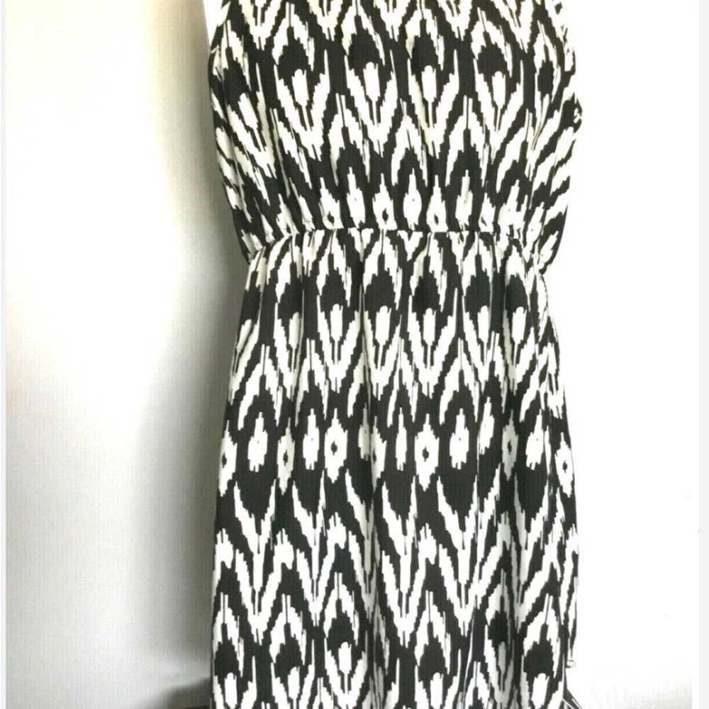 Bloom Black and White Geometric Midi Dress